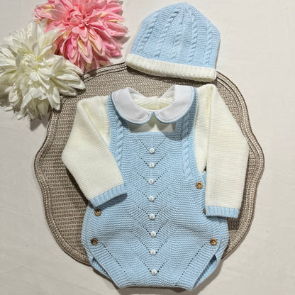 Conjunto para bebé - Fofo, camisola e gorro - 1/3M - Azul bebé