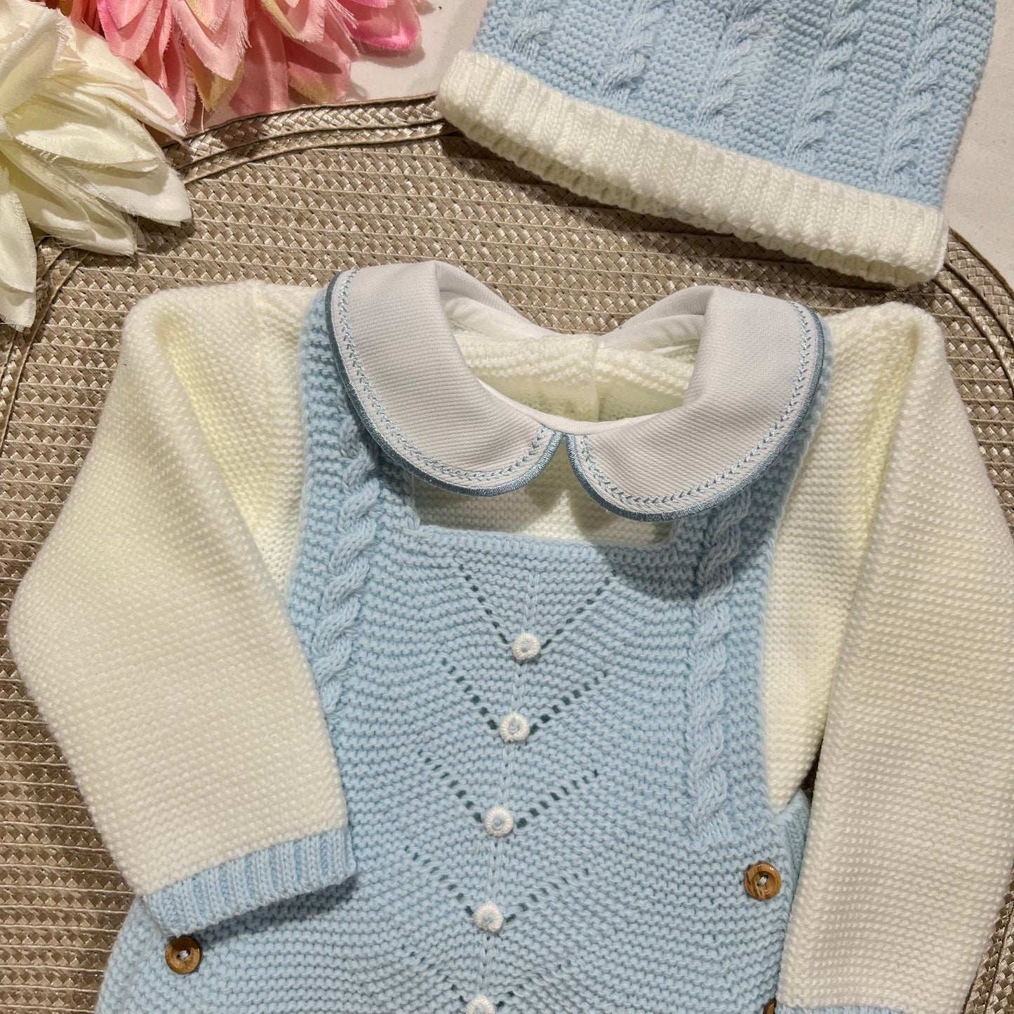 Conjunto para bebé - Fofo, camisola e gorro - 1/3M - Azul bebé