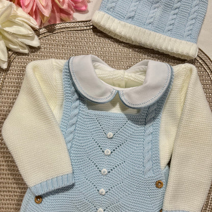 Conjunto para bebé - Fofo, camisola e gorro - 1/3M - Azul bebé