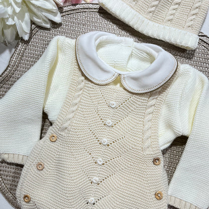 Conjunto para bebé - Fofo, camisola e gorro - 1/3M - Areia