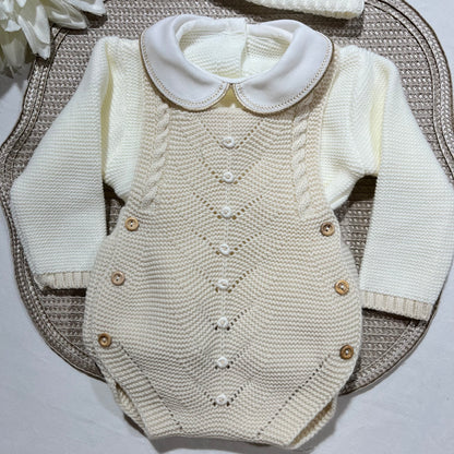 Conjunto para bebé - Fofo, camisola e gorro - 1/3M - Areia