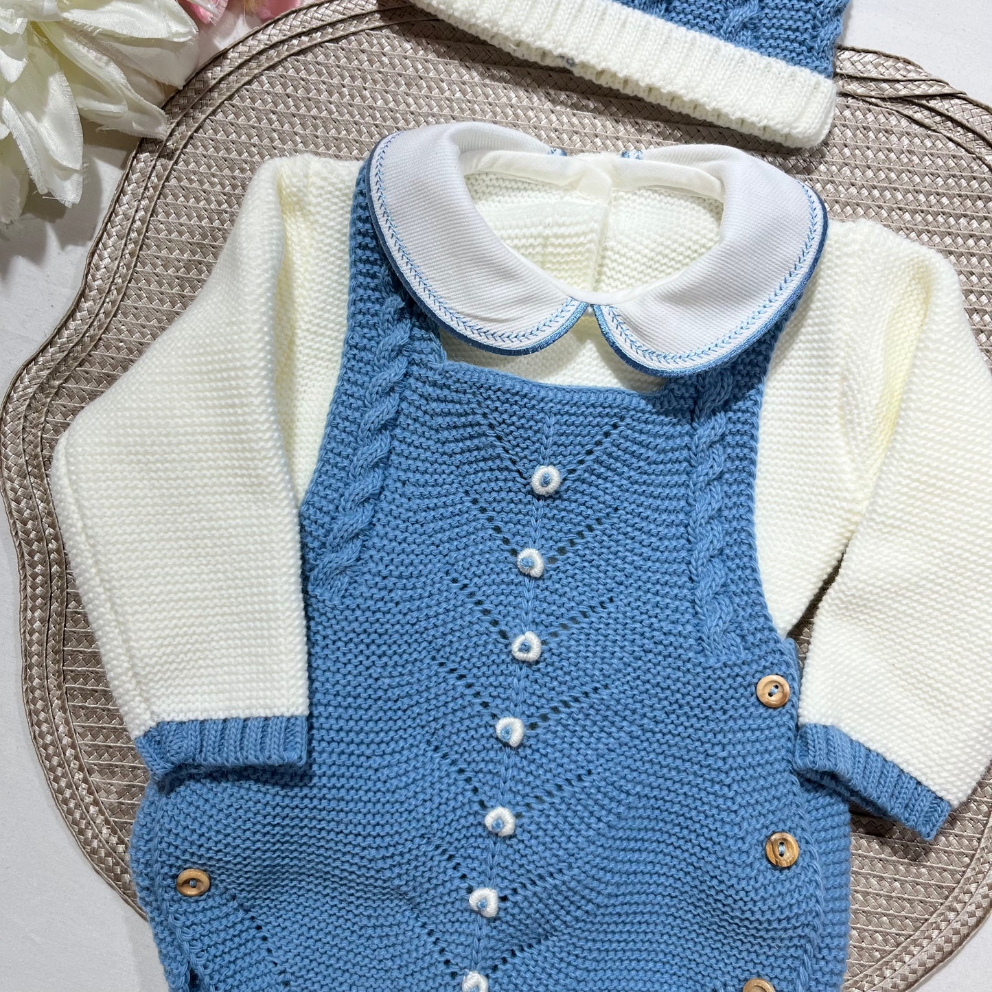 Conjunto para bebé - Fofo, camisola e gorro - 1/3M - Azul cobalto