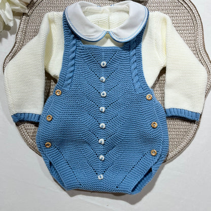 Conjunto para bebé - Fofo, camisola e gorro - 1/3M - Azul cobalto