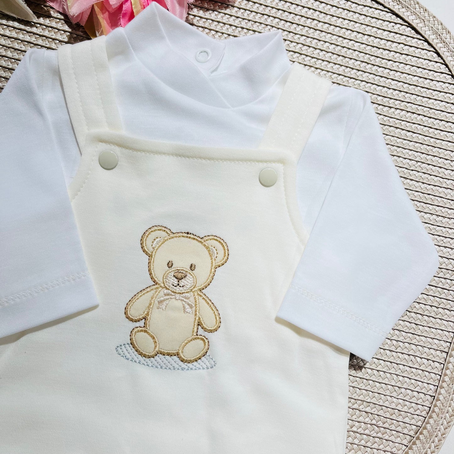 Conjunto jardineira bebé Urso - 0 aos 2M
