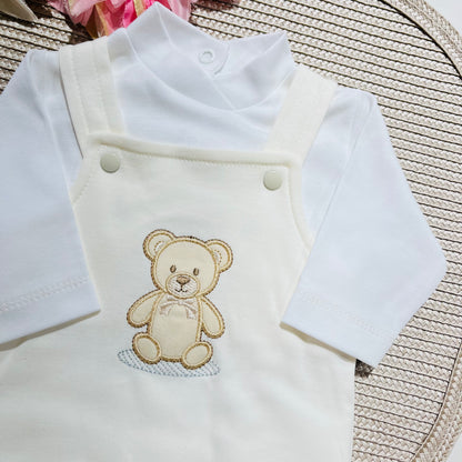 Conjunto jardineira bebé Urso - 0 aos 2M