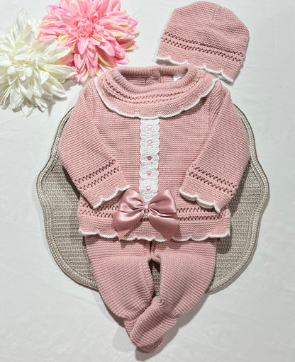 Conjunto Matilde para bebé - 6M - Rosa Velho