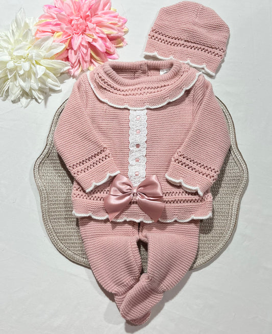Conjunto Matilde para bebé - 6M - Rosa Velho
