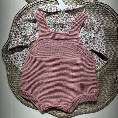 Conjunto Love  - Fofo de malha e camisa algodão para bebé - 1 aos 6M - Rosa velho
