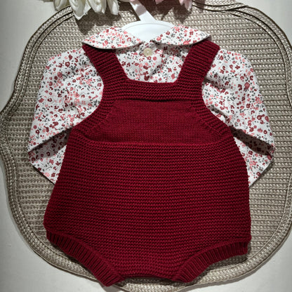 Conjunto Love  - Fofo de malha e camisa algodão para bebé - 1 aos 6M - Vermelho