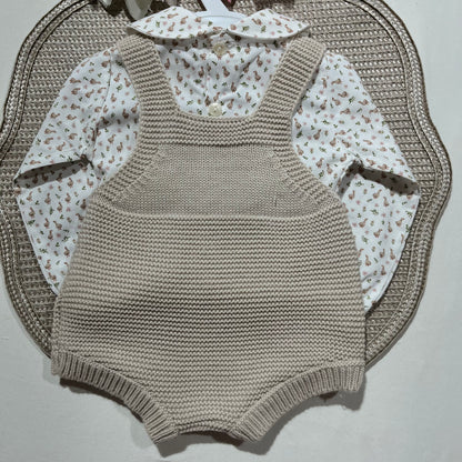 Conjunto Love  - Fofo de malha e camisa algodão para bebé - 1 aos 6M - Areia