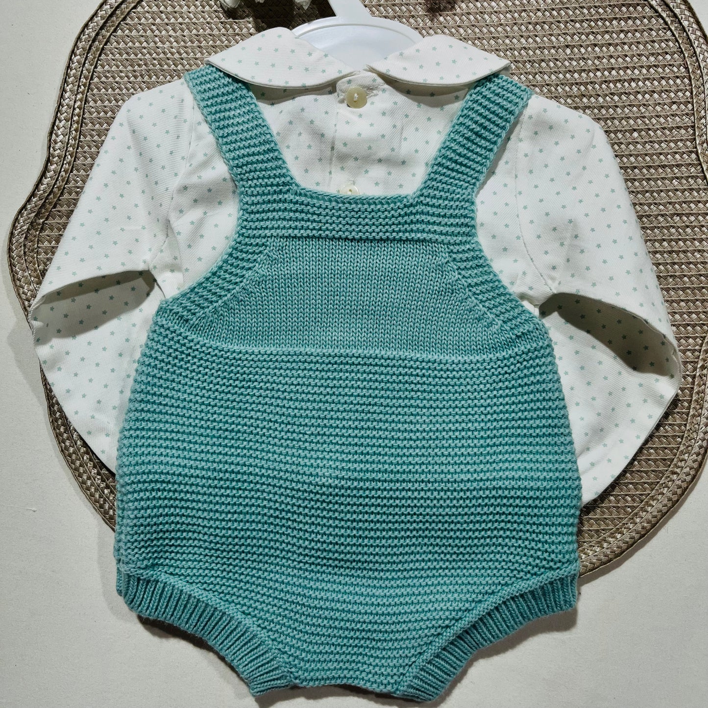 Conjunto Love  - Fofo de malha e camisa algodão para bebé - 1 aos 6M - Verde água