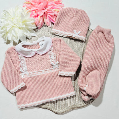 Conjunto Lara para bebé - 1/3M -Rosa velho