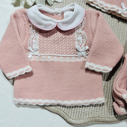 Conjunto Lara para bebé - 1/3M -Rosa velho