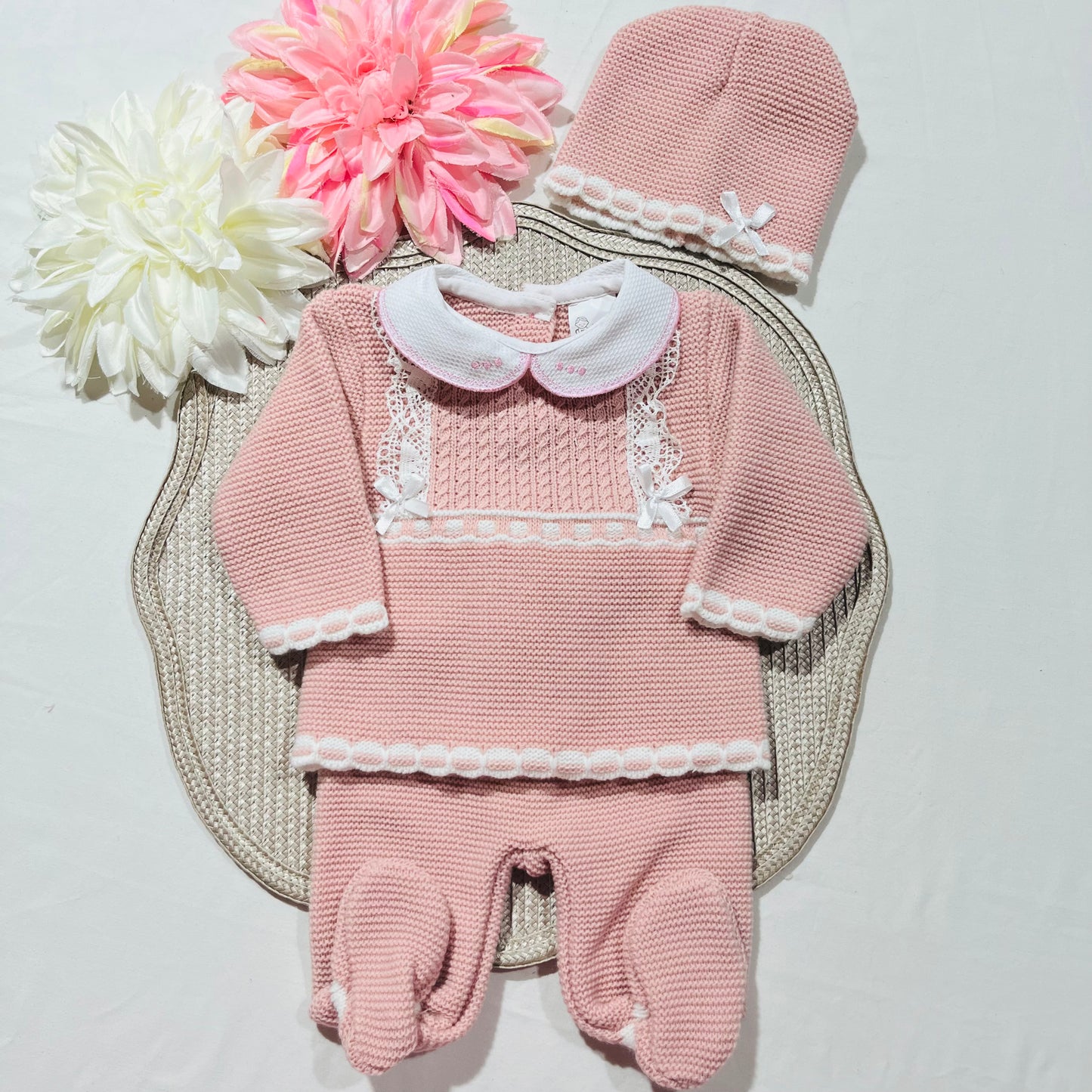 Conjunto Lara para bebé - 1/3M -Rosa velho