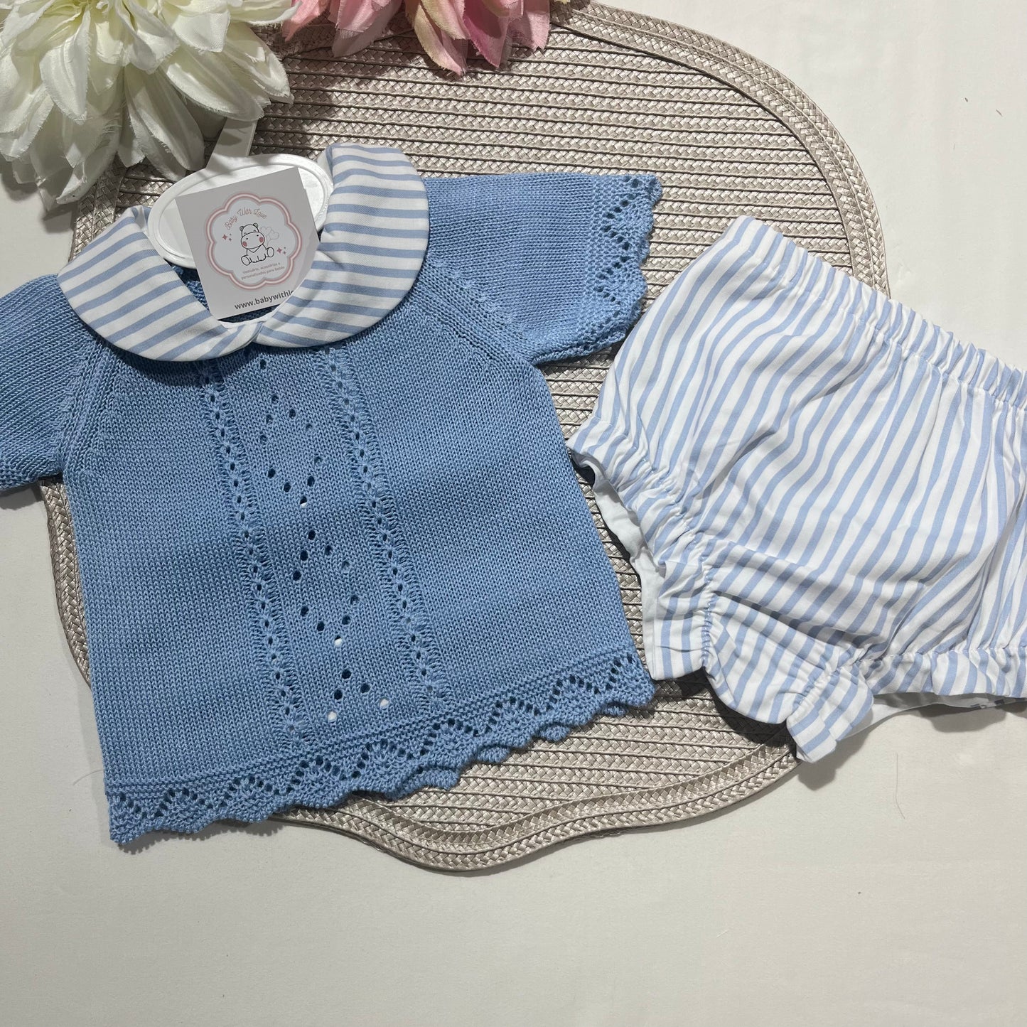 Conjunto de 2 peças para bebé - Riscas - 0 aos 12M