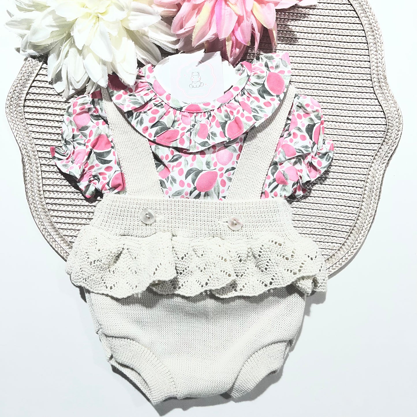 Conjunto Liz - fofo + camisa para bebé - 0 aos 12M - Areia