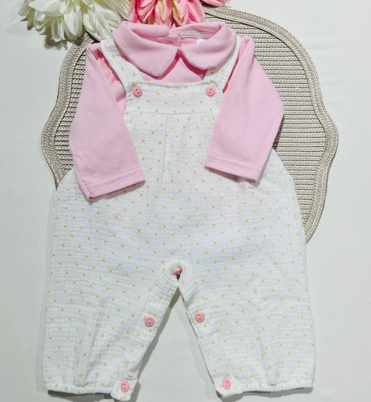 Conjunto Musselina  para bebé - 1 aos 6M - Rosa bebé