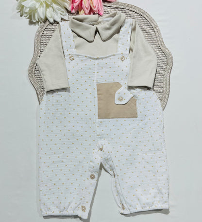 Conjunto Musselina  para bebé - 1 aos 6M - Areia