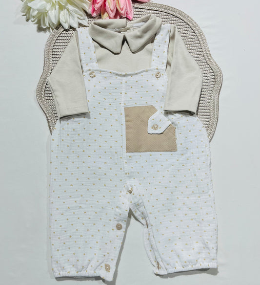 Conjunto Musselina  para bebé - 1 aos 6M - Areia