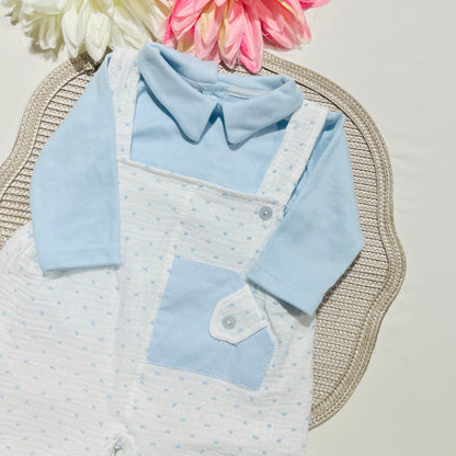 Conjunto Musselina  para bebé - 1 aos 6M - Azul bebé