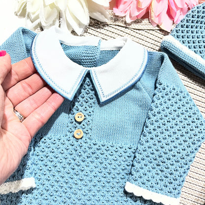 Conjunto Mimo para bebé em algodão - 0/3M - Azul cobalto