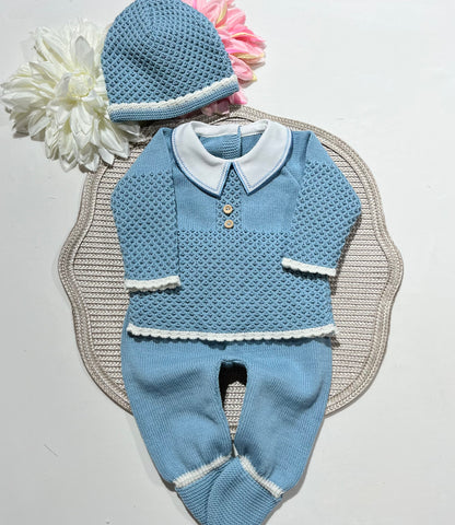 Conjunto Mimo para bebé em algodão - 0/3M - Azul cobalto