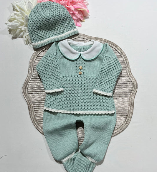 Conjunto Mimo para bebé em algodão - 0/3M - Verde seco