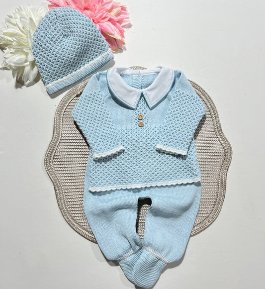 Conjunto Mimo para bebé em algodão - 0/3M - Azul bebé