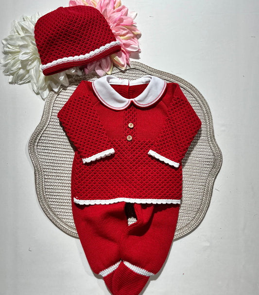 Conjunto Mimo para bebé em algodão - 0/3M - Vermelho