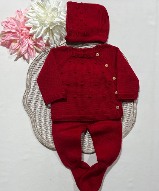 Conjunto Pipoca para bebé - 1/3M - Vermelho