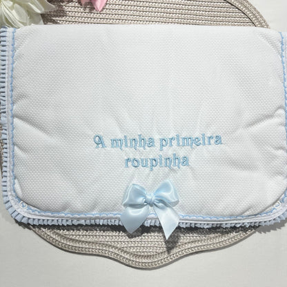 Primeira roupinha em algodão para recém-nascido - Azul - Risquinhas