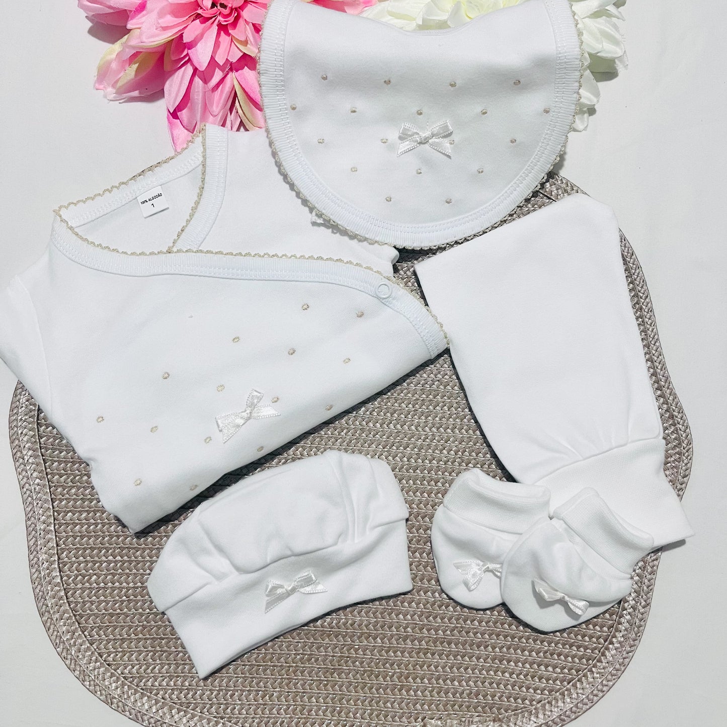 Conjunto interior bebé com carda 5 peças - pintinhas