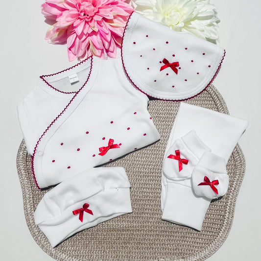 Conjunto interior bebé com carda 5 peças - pintinhas