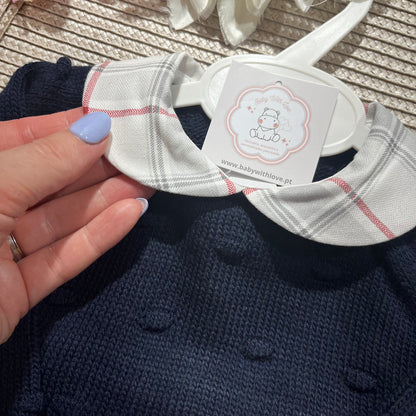 Conjunto Xadrez para bebé - 1 aos 12M - Azul Marinho