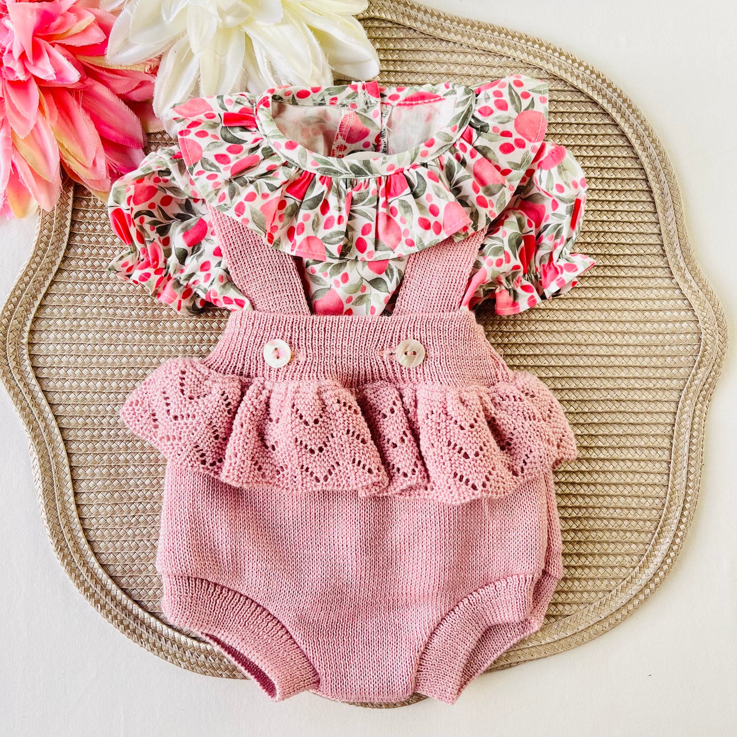 Conjunto Liz - fofo + camisa para bebé - 0 aos 12M - Rosa velho