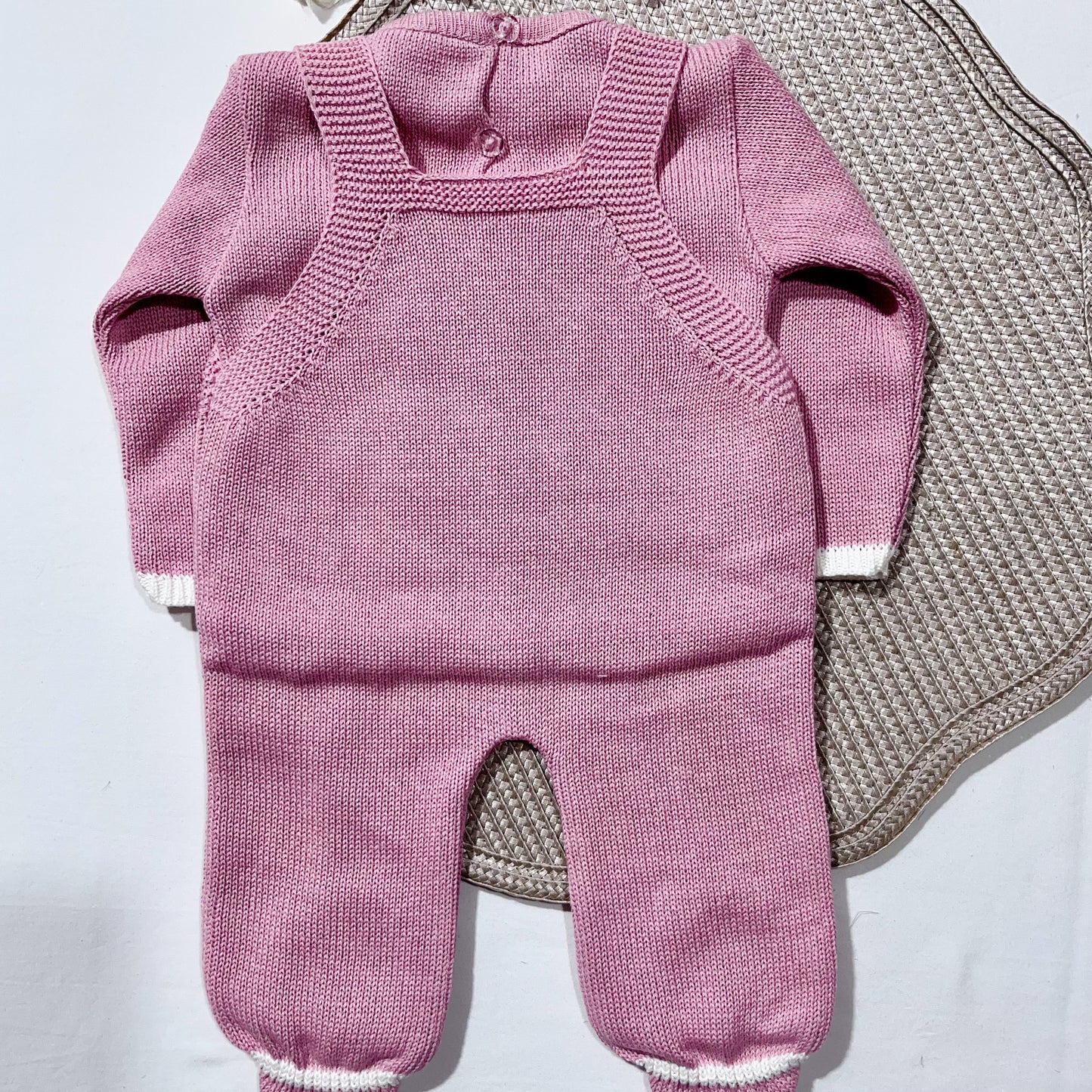Conjunto de bebé em malha 100% algodão - 3 peças Rosa velho