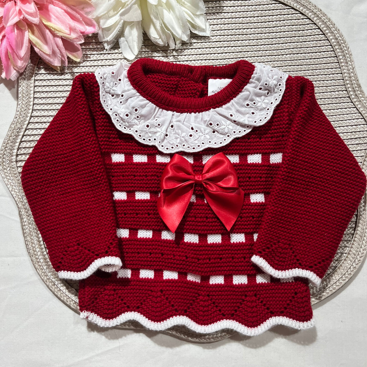Conjunto em malha para bebé, Clara - 1/3M - Vermelho