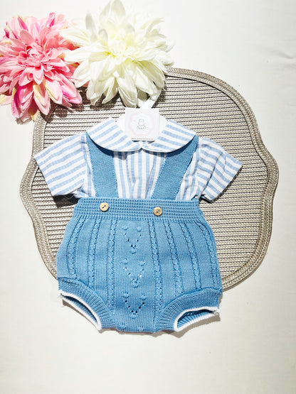 Conjunto Francisco - Fofo e camisa - 3 aos 12M - Azul cobalto