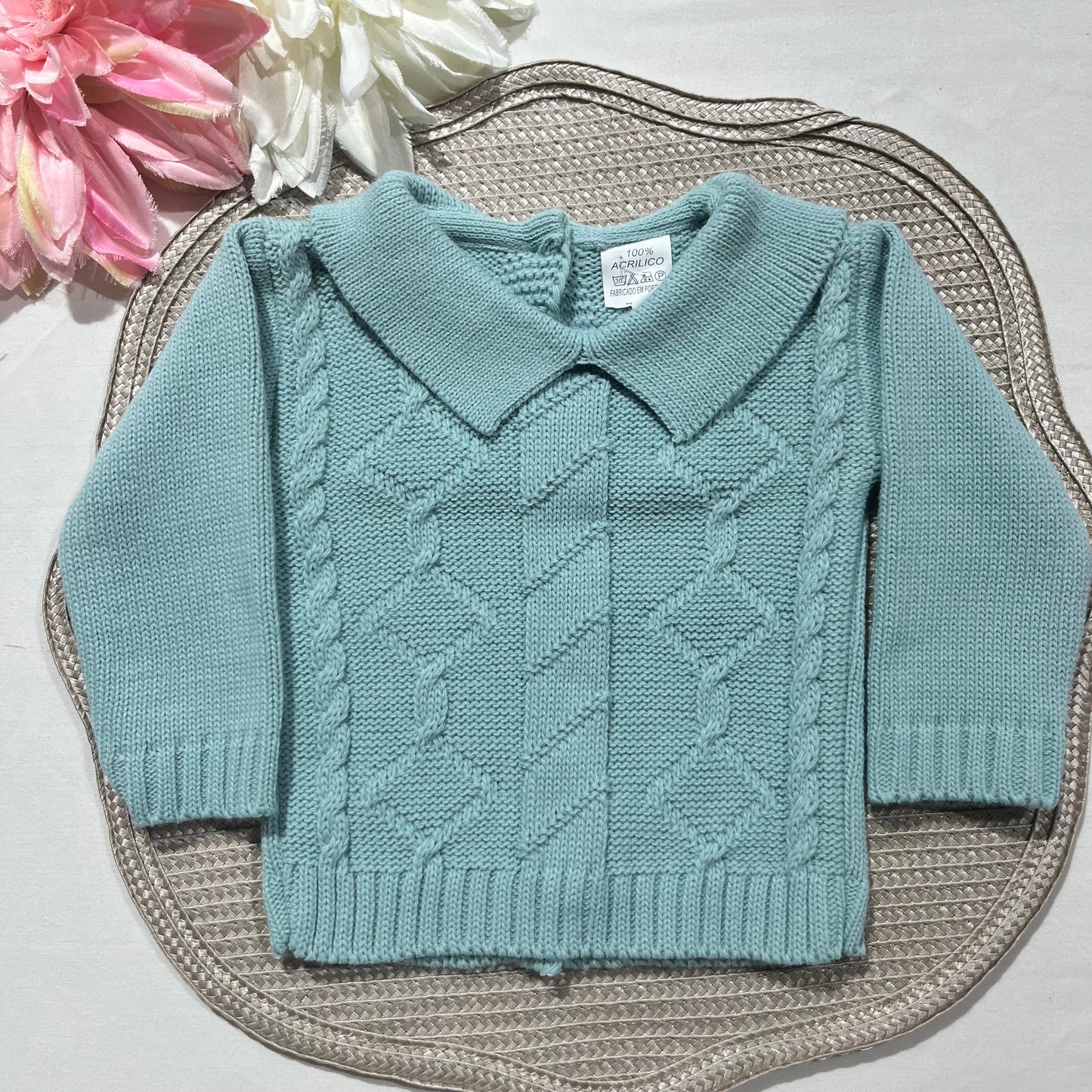 Conjunto em malha para bebé - 1/3M - Verde água