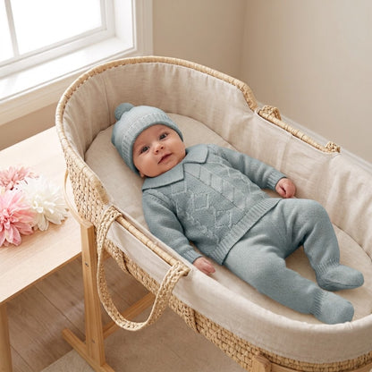 Conjunto em malha para bebé - 1/3M - Verde água