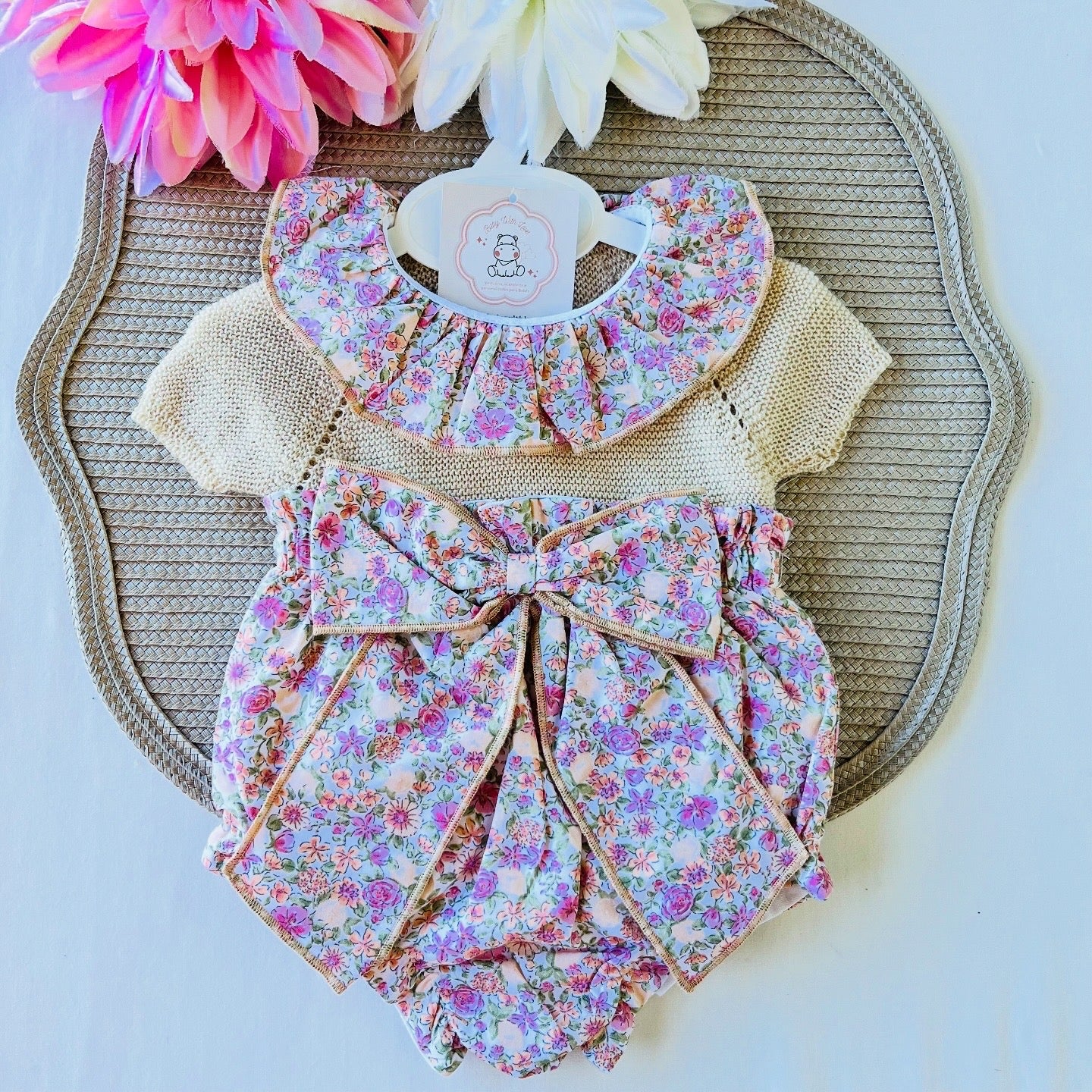 Conjunto Rose para bebé  - 3 aos 12M - Areia