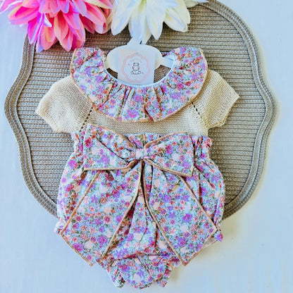 Conjunto Rose para bebé  - 3 aos 12M - Areia