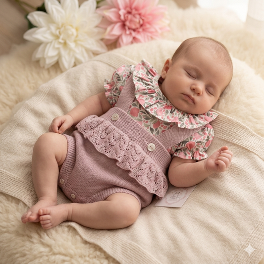 Conjunto Liz - fofo + camisa para bebé - 0 aos 12M - Rosa velho