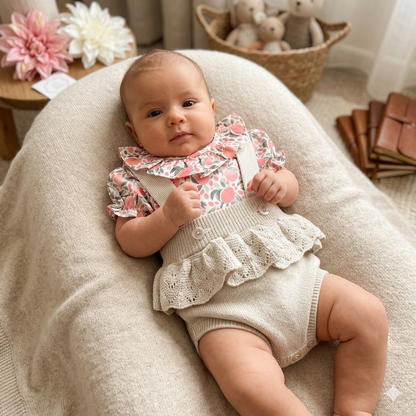 Conjunto Liz - fofo + camisa para bebé - 0 aos 12M - Areia