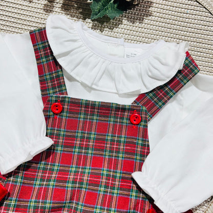 Conjunto para menina - Jardineira + Camisa - 3 aos 12M