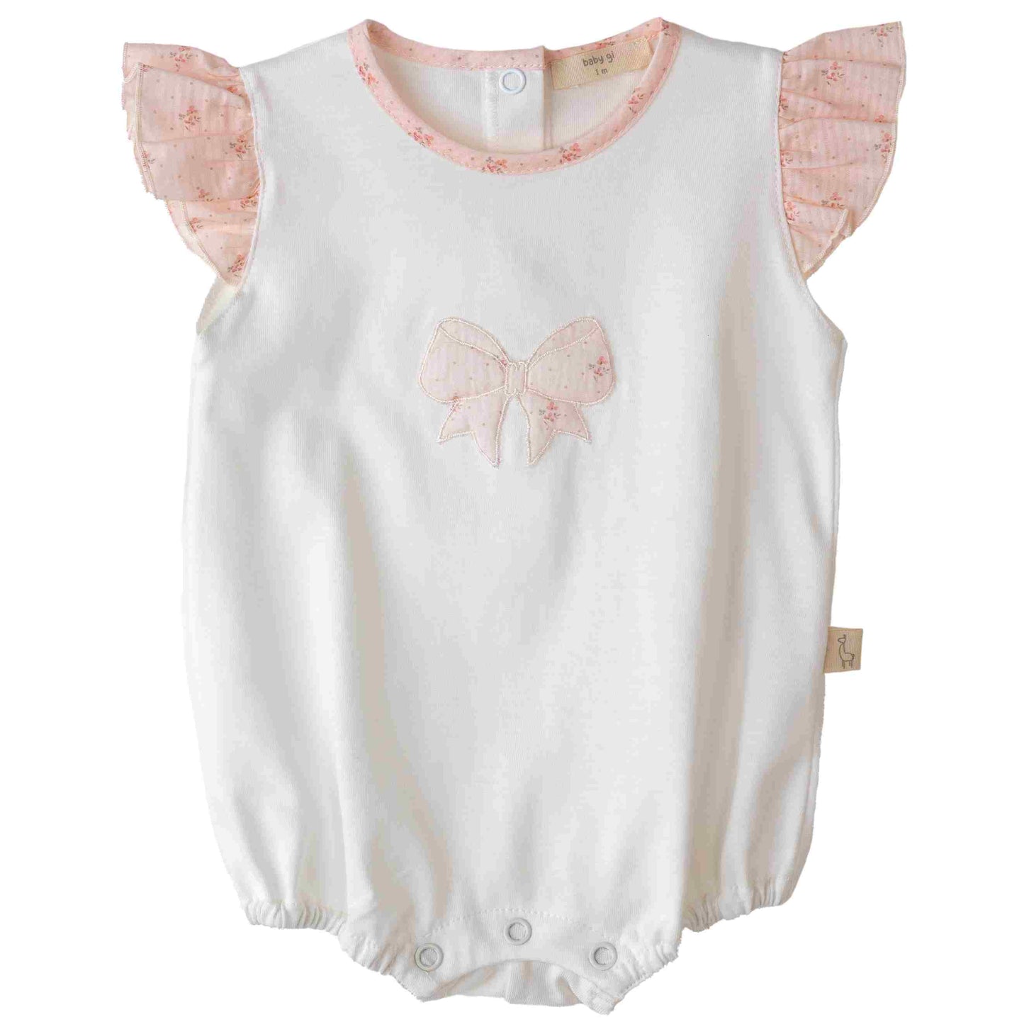 Baby Gi - Fofo branco com laço flora bebé - 100% algodão
