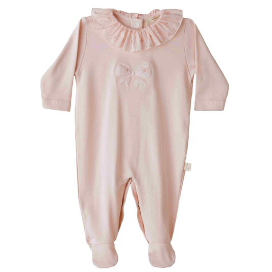 Baby Gi - Babygrow rosa com laço flora bebé