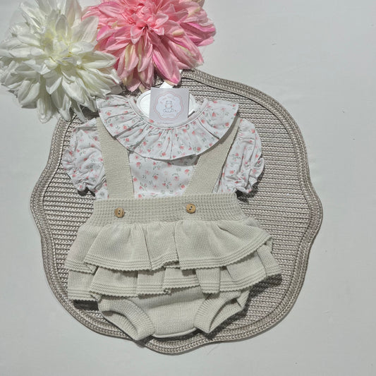 Conjunto Flor - Fofo e camisa - 0 aos 12M - Areia