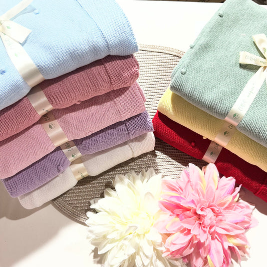 Manta de malha pompom bebé - 100% algodão - Com ou Sem personalização