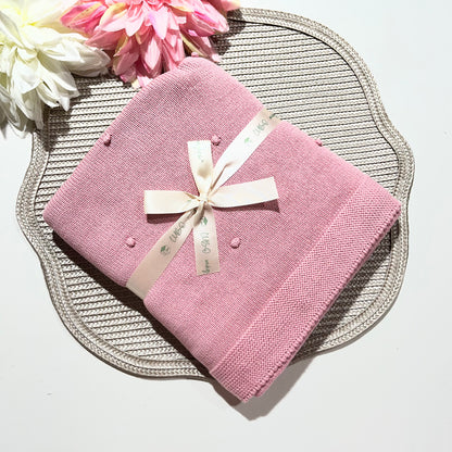 Manta de malha pompom bebé - 100% algodão - Com ou Sem personalização